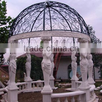 Large Stone Marble Garden Gazebo With Golden Iron Cap