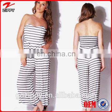 2015 New Summer Strapless Striped Knitted Woman Jumpsuit