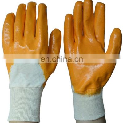 Cheap Interlock Cotton Yellow Nitrile Work Gloves HYM141