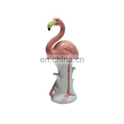 gold pink ceramic porcelain flamingo gifts figurine statue home decor