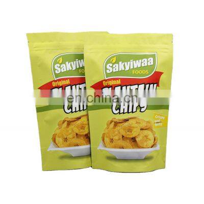 Wholesale Plastic Zip Lock Resealed Plantain Banana Chips Packaging Bag