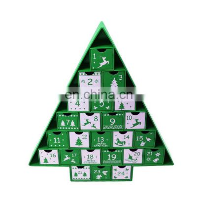 DIY xmas tree date blocks calendar countdown christmas advent calendar with number drawer for home Decoration