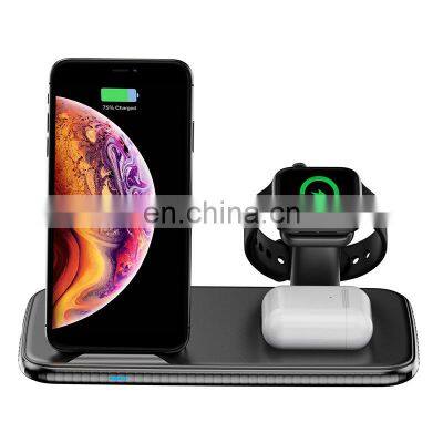 New Product Ideas 2021 15W Fast Qi Charging 4 In 1 Wireless Charger Stand For Mobile Phones Smart Watch All In One