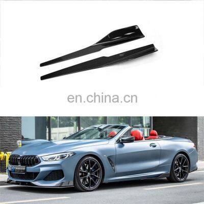 Wholesale dry carbon fiber car side skirts with extended shunt protector body wide body kit for BMW 8 series 840i 850i G14 G15