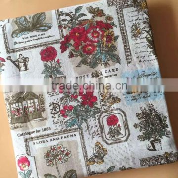 wholesale stock cheap high quality flower print linen fabric for curtain