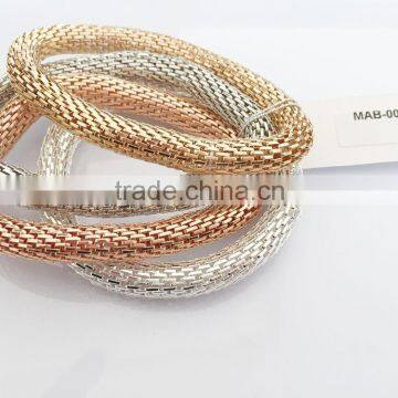 FASHION 4 ROWS ELASTIC 8 MM MESH CHAIN BRACELET