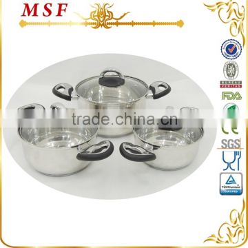 6pcs induction stainless steel pots with bakelite handle