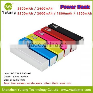 Optional Colors 2600mA Mini Portable Power Bank USB External Battery for cell phone