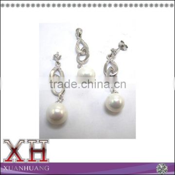 Hot Sale 925 Sterling Silver CubiQc Zircon Wedding Pearl Jewelry Set