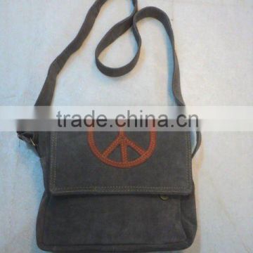 indian leather waist bags with peace sign
