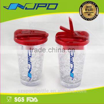 Sippy Top Ice Gel Inside Freezer Customized & Eco Friendly 450ml Plastic Drink Mug