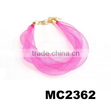 teen girl colored plastic mesh tube braided bracelets for girls