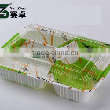 embossing eco-friendly strong disposable 4 compartment plastic lunch box