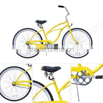 26" Female Beach Cruiser bike Yellow cruiser bicycle beach chopper bike
