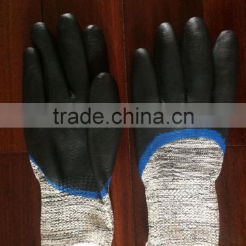 cut resistant 13 gauge HPPE/ glass liner double fully foam nitrile coated gloves Water/oil proof