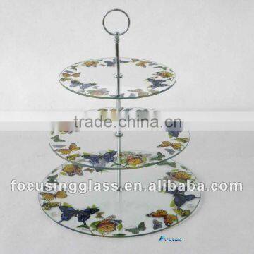 Decal pattern: 3-layer tempered glass cake stands