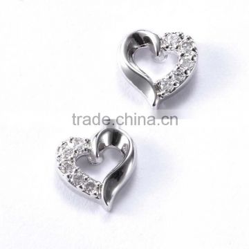 Wholesale Silver Jewelry Silver Heart Post Earring Left & Right Side