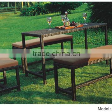 Garden bar table & benches & stools with glass top