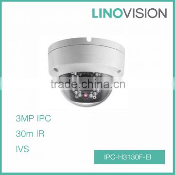 3MP Vandal-proof DWDR Fixed Dome Network CCTV Camera with SD Card