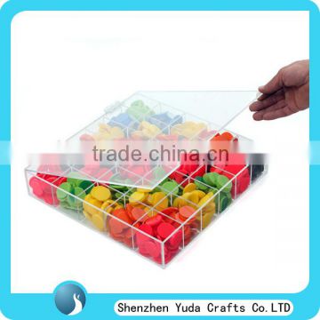 cosmetic box cheap price acrylic box with divider and lid in high quality lucite box with hinge