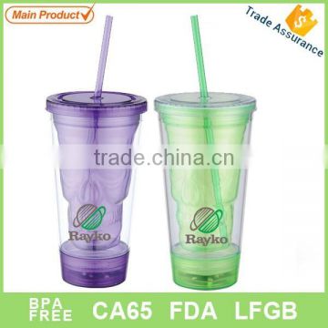 2015 New Design Plastic Coffee Mug With Colorful Straw mug