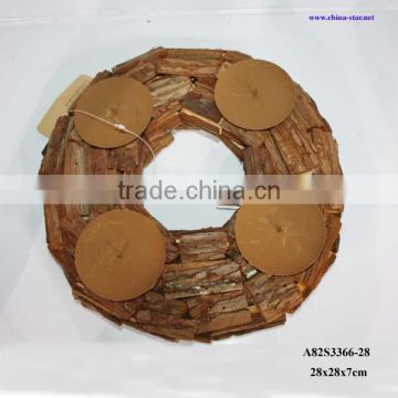 wooden candle holder wreath for christmas