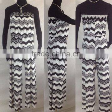 2014 fashion elegant jumpsuits women chevron printing