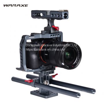 WARAXE A7iii A9 Cage Kit Built-in Quick Release Fits Arca Swiss with 15mm Rods and