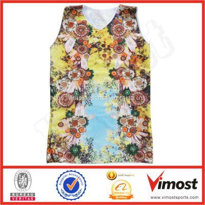 100% Polyester Customized Sublimation Singlet of Flowers Pattern Design for Women