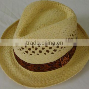 Natural Hand Weaving White paper Fdeora Hat For Man