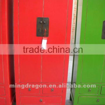 Chinese antique furniture pine wood black/green/purple/blue/red Beijing Three Drawer Two Door Cabinet
