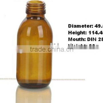 125ml amber molded glass bottles for syrups DIN 28mm