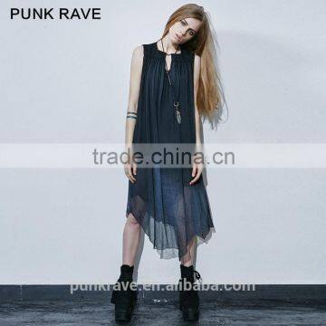 PQ-125 PUNK RAVE Brand Magician Conjures Beautiful Fish Tail Real Silk A Shape Long Dress