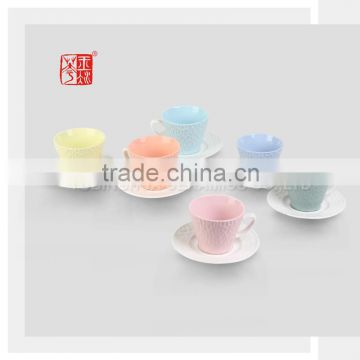 Special Shape Small Color Clay Porcelain Coffee Cup and Saucer Set