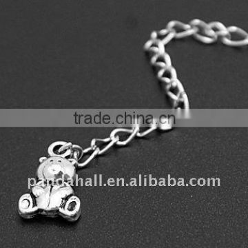 Brass End Chains, with Tibetan Style Pendants, Nickel Color, Brass Side Twist Chains: 3.4x1.4mm(FIND-JF00016)