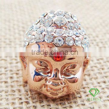 smile buddha gold plating crystal big rings