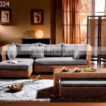 Living Room Furniture - Wicker Rattan Sofa By Hand Water Hyacinth Furniture