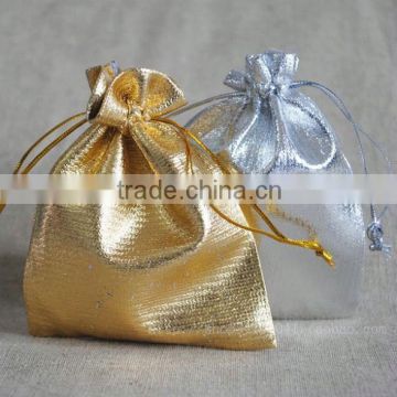 Metallic Gold and Silver Drawstring Jewelry Pouches