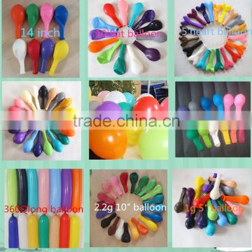 Different size round latex balloons