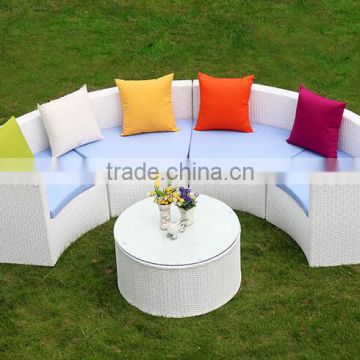 white PE rattan half round outdoor sofa set for wedding party events LQ-A612