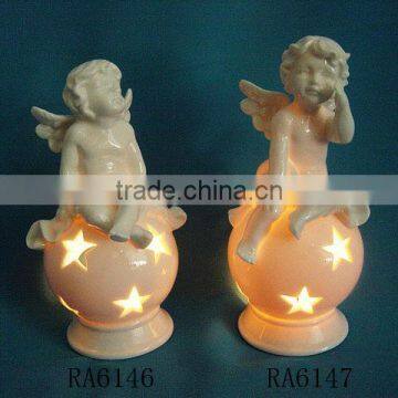 porcelain angel tea light holder for home decoration