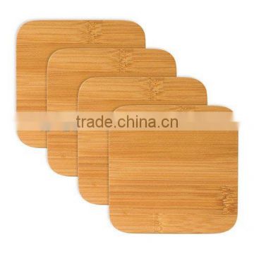 Bamboo Coaster Set with a Natural Finish, Each Measures 4x4" & Prevents Condensation