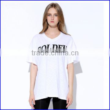 New Design Free Sample Cheap Custom Lady Clothing V Neck Print t-shirt
