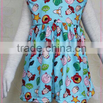 2017 Summer wholesale children clothes Baby Girls Cartoon Dress Sleeveless Cute Little Pig Bear Pattern Dress