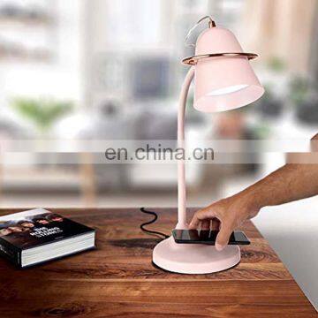 color changing led table lamp with wireless charging pad and usb for home office tasks