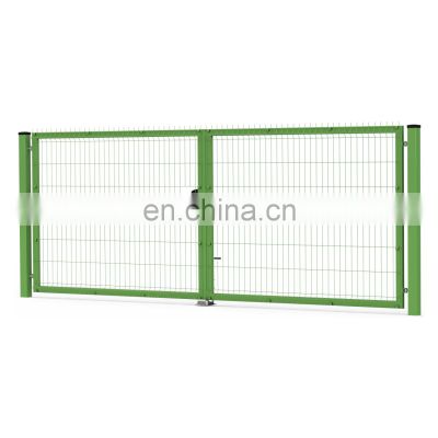 Classic H 2.4 m * W 3  m 3D curved wire mesh double leaf manual swing fence safety gate system for security area