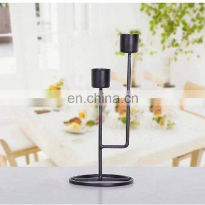 2 Wick Iron Taper Candlestick Holders Black Metal Candle Holder Decoration For Dining Table and Home Decor