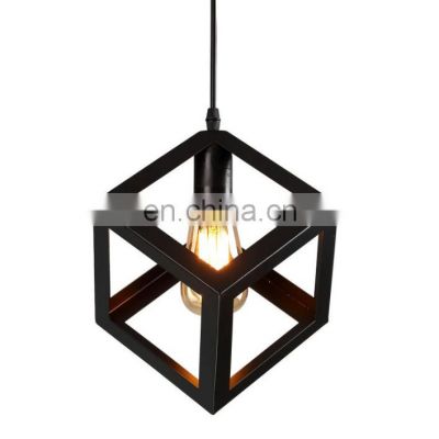 Vintage Metal Black Geometric Shape Modern Pendant Light E27 Decorative Lamp Fixture