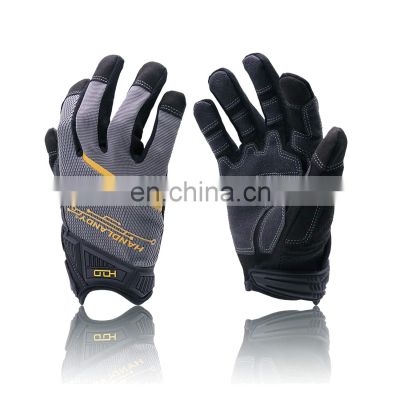 HANDLANDY Synthetic Palm Motorcycle Touch Screen Mechanic U-wrist Design Work Construction Gloves