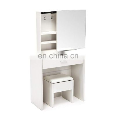 Vanity Table Set Sliding Mirror Drawers Wood Makeup mirrored dressing table(White)